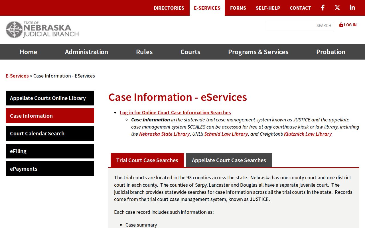 Dawson County criminal court JUSTICE search options