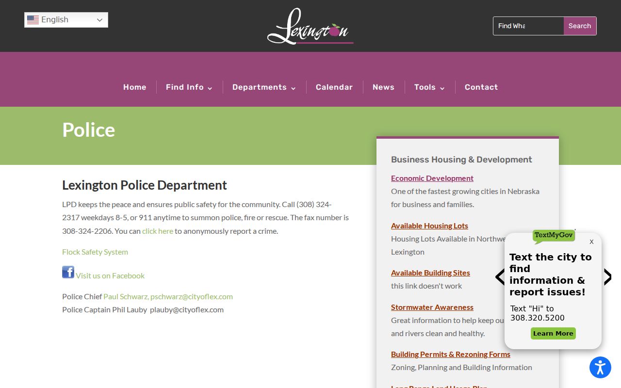 Lexington criminal history police department records page