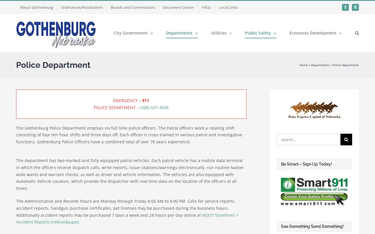 Gothenburg criminal history police department records services